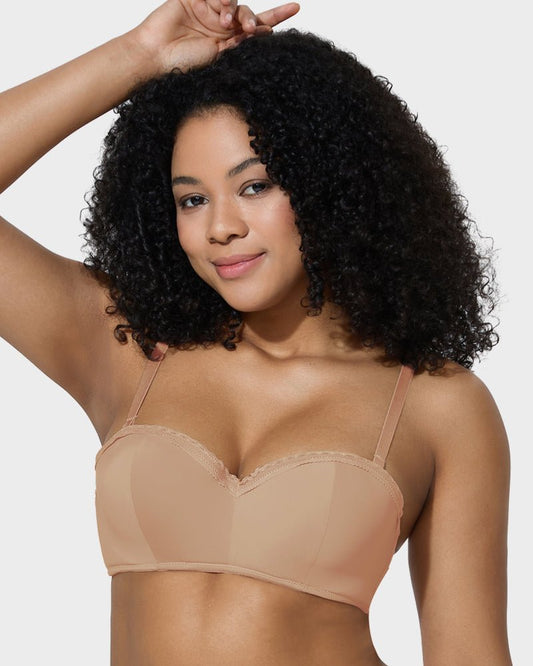 Lace Trim Molded Cup Underwire Bra with Removable Straps - Komfortfit Bra