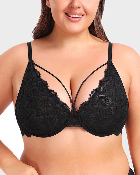 Non - Padded Lace Strappy Push - Up Bra - Komfortfit Bra