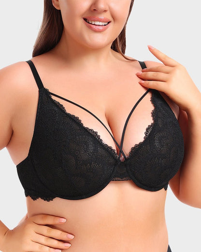 Non - Padded Lace Strappy Push - Up Bra - Komfortfit Bra