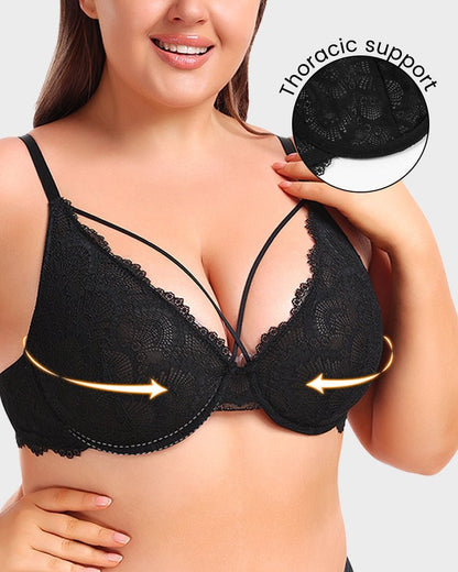 Non - Padded Lace Strappy Push - Up Bra - Komfortfit Bra