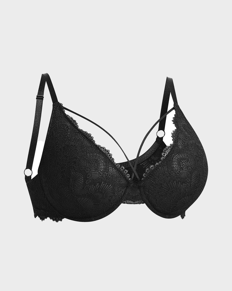 Non - Padded Lace Strappy Push - Up Bra - Komfortfit Bra
