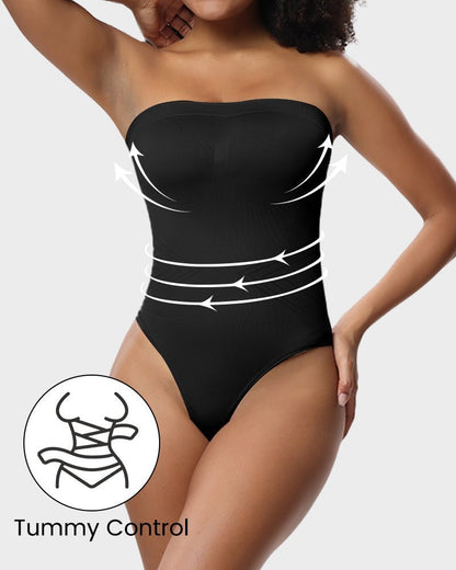 Seamless Bandeau Shaping Bodysuit with Removable Straps - Komfortfit Bra