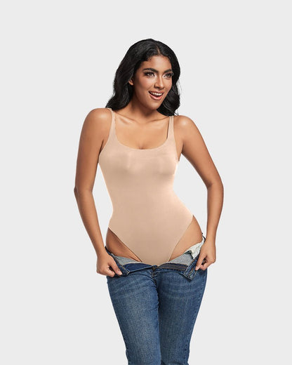 Seamless Sculpt Sleeveless Scoop Neck Thong Bodysuit - Komfortfit Bra