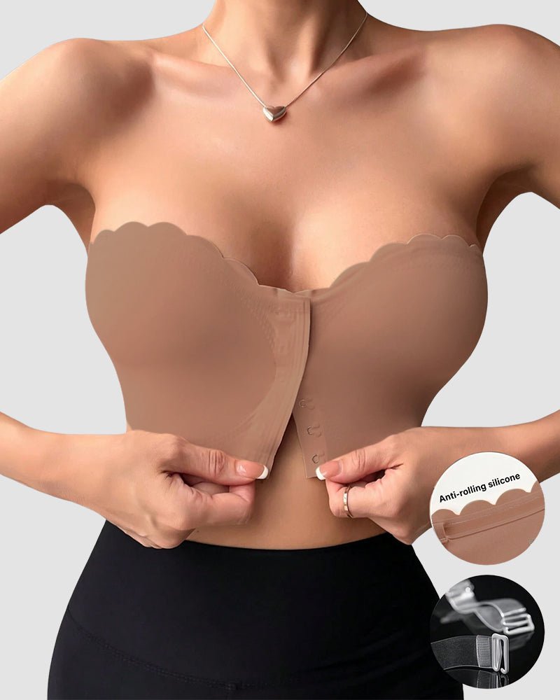 Strapless Front Closure Leopard Print Bra - Komfortfit Bra