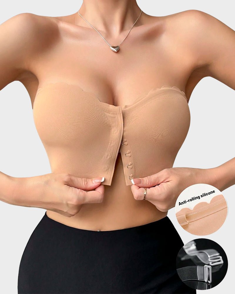 Strapless Front Closure Leopard Print Bra - Komfortfit Bra