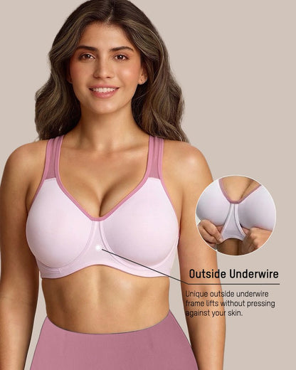 Unlined External Underwire Full Coverage Sports Bra - Komfortfit Bra