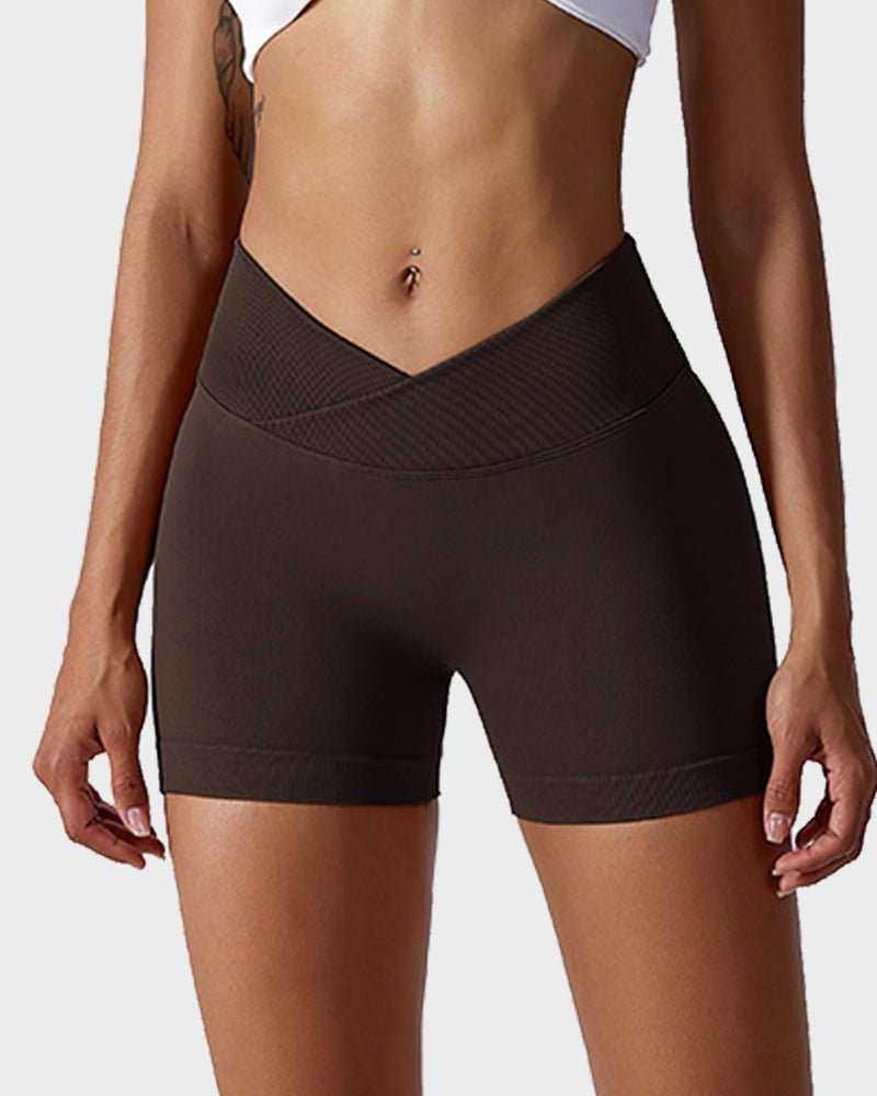 V - Cross Waist Butt Lifting Fitness Shorts - Komfortfit Bra