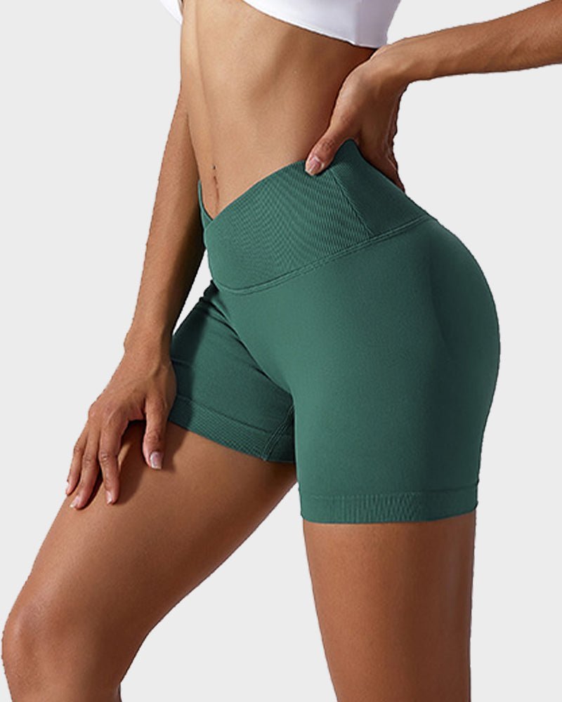 V - Cross Waist Butt Lifting Fitness Shorts - Komfortfit Bra