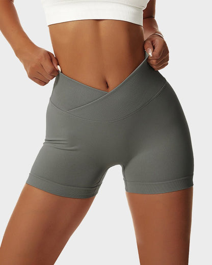 V - Cross Waist Butt Lifting Fitness Shorts - Komfortfit Bra