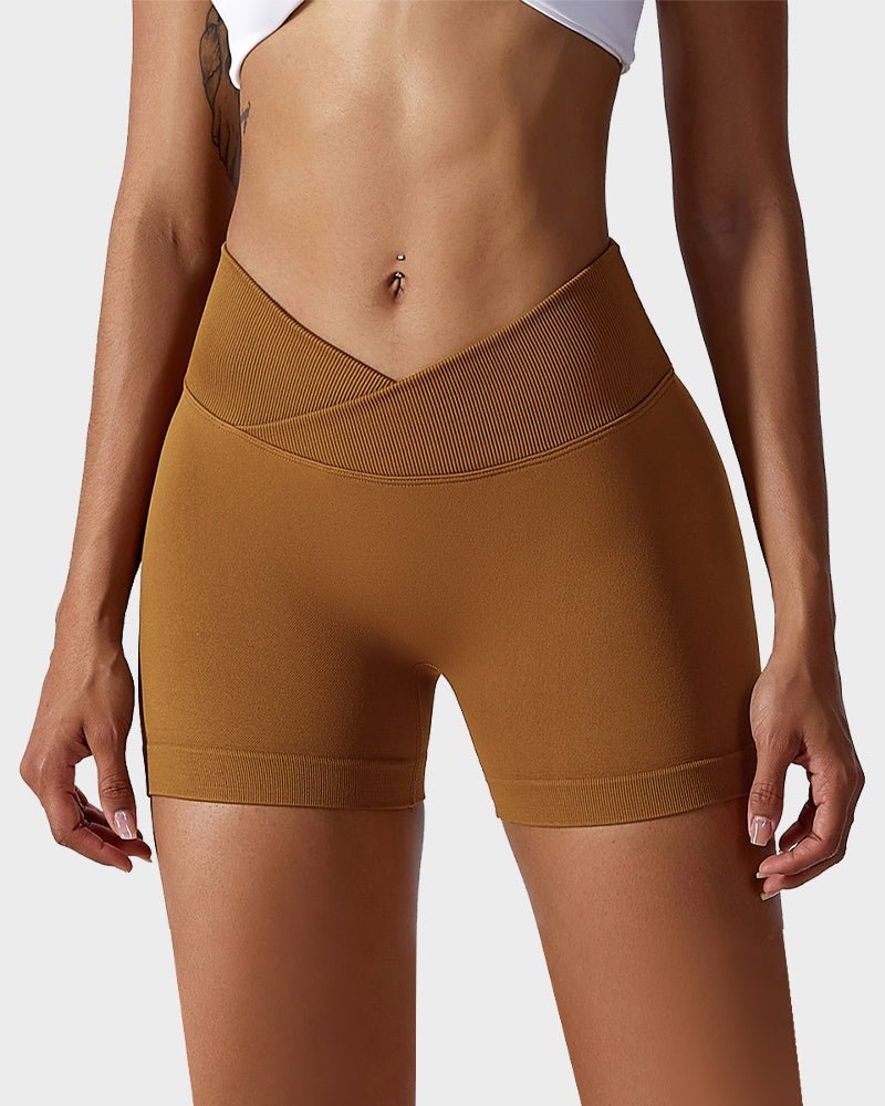 V - Cross Waist Butt Lifting Fitness Shorts - Komfortfit Bra