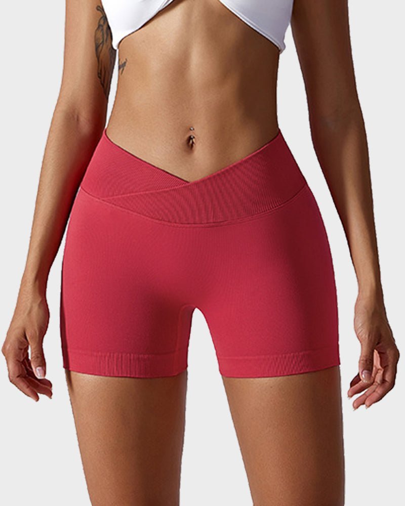 V - Cross Waist Butt Lifting Fitness Shorts - Komfortfit Bra