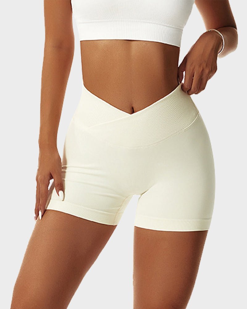 V - Cross Waist Butt Lifting Fitness Shorts - Komfortfit Bra