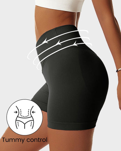 V - Cross Waist Butt Lifting Fitness Shorts - Komfortfit Bra