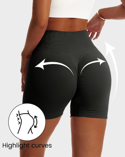 V - Cross Waist Butt Lifting Fitness Shorts - Komfortfit Bra
