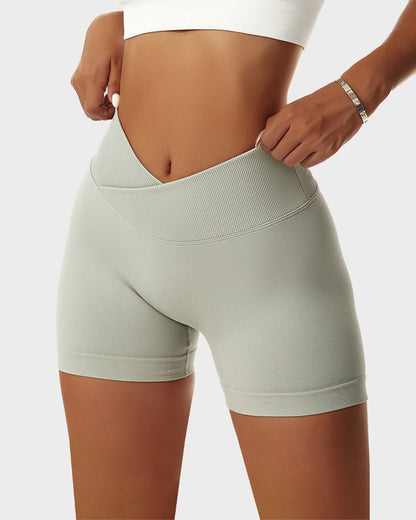 V - Cross Waist Butt Lifting Fitness Shorts - Komfortfit Bra