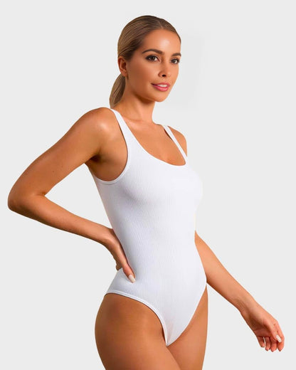 Wide Strap Backless Thong Bodysuit - Komfortfit Bra