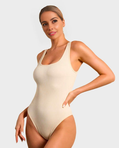 Wide Strap Backless Thong Bodysuit - Komfortfit Bra