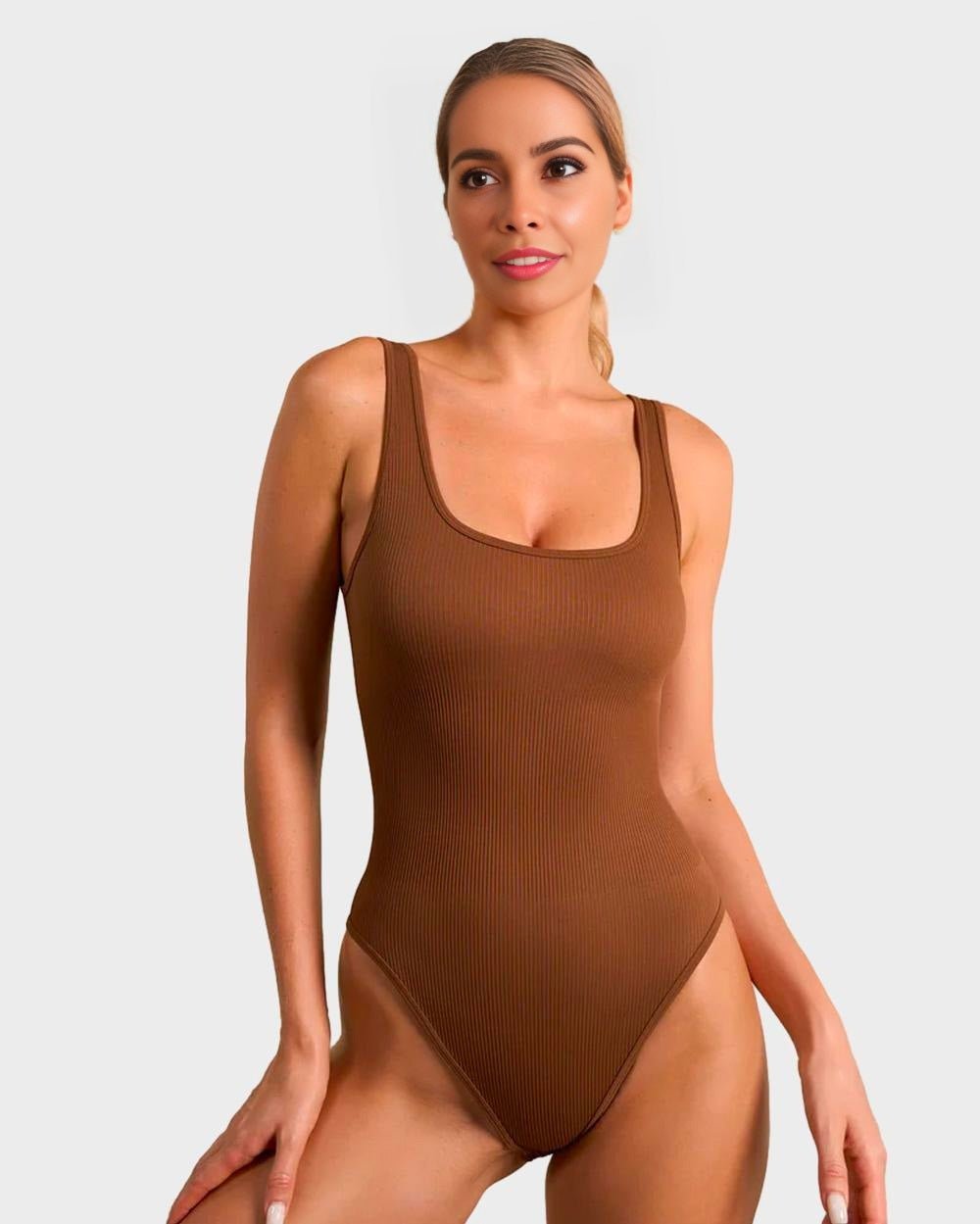 Wide Strap Backless Thong Bodysuit - Komfortfit Bra