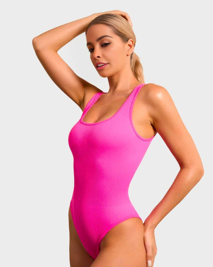 Wide Strap Backless Thong Bodysuit - Komfortfit Bra