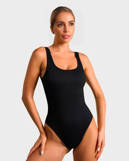 Wide Strap Backless Thong Bodysuit - Komfortfit Bra