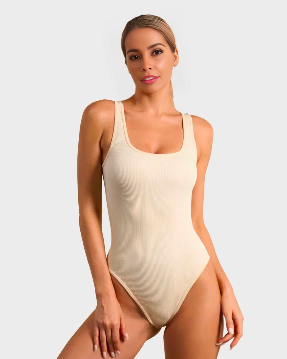 Wide Strap Backless Thong Bodysuit - Komfortfit Bra