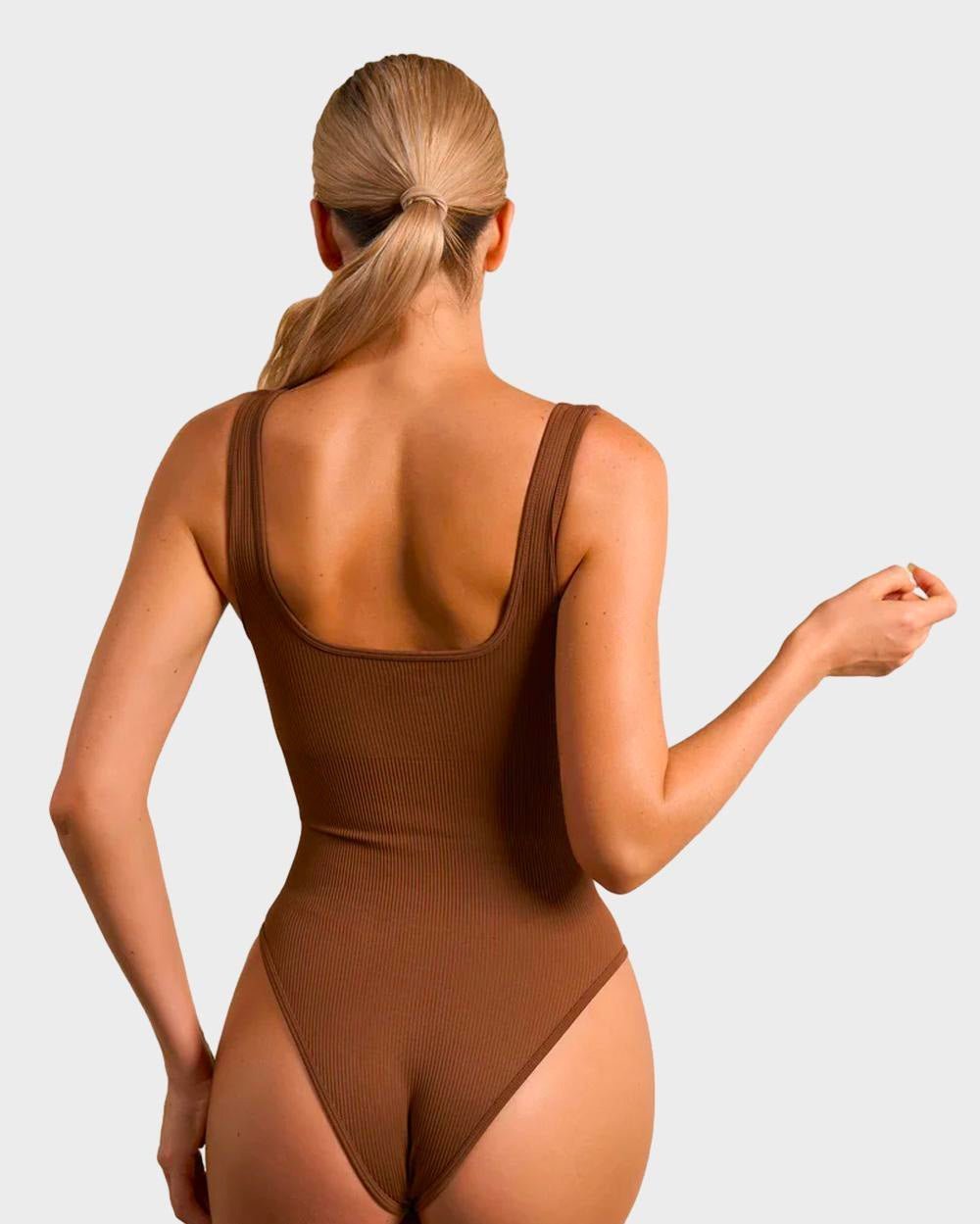 Wide Strap Backless Thong Bodysuit - Komfortfit Bra