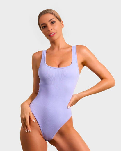 Wide Strap Backless Thong Bodysuit - Komfortfit Bra