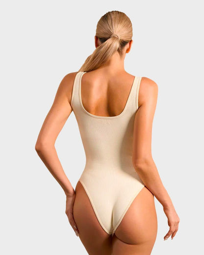Wide Strap Backless Thong Bodysuit - Komfortfit Bra