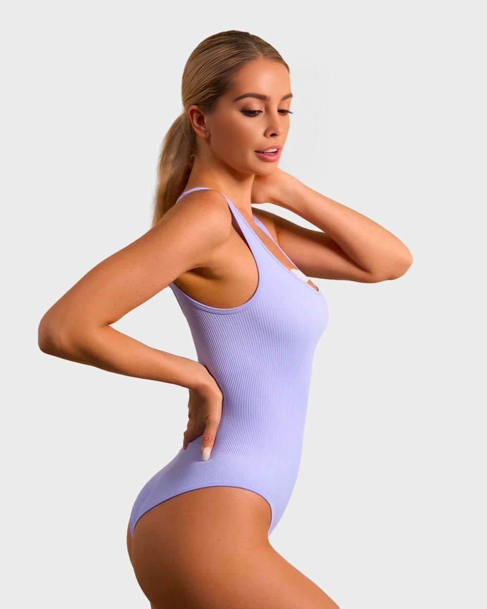 Wide Strap Backless Thong Bodysuit - Komfortfit Bra