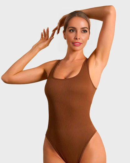 Wide Strap Backless Thong Bodysuit - Komfortfit Bra