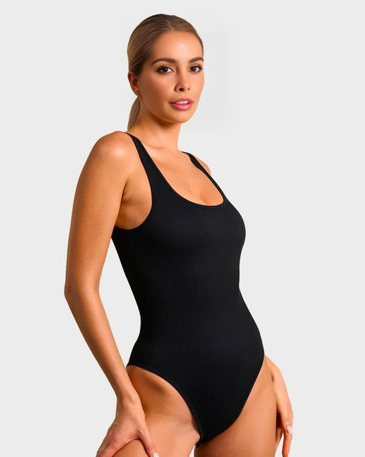Wide Strap Backless Thong Bodysuit - Komfortfit Bra